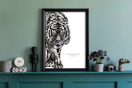 Affiche citation inspirante le Tigre "la détermination"